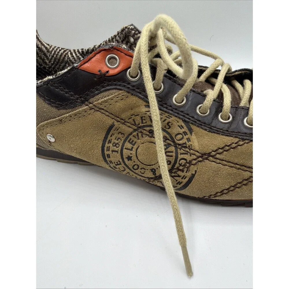 Levi’s Men’s Size 10 EC094 Brown Suede Canvas Tweed Mix Casual Sneakers